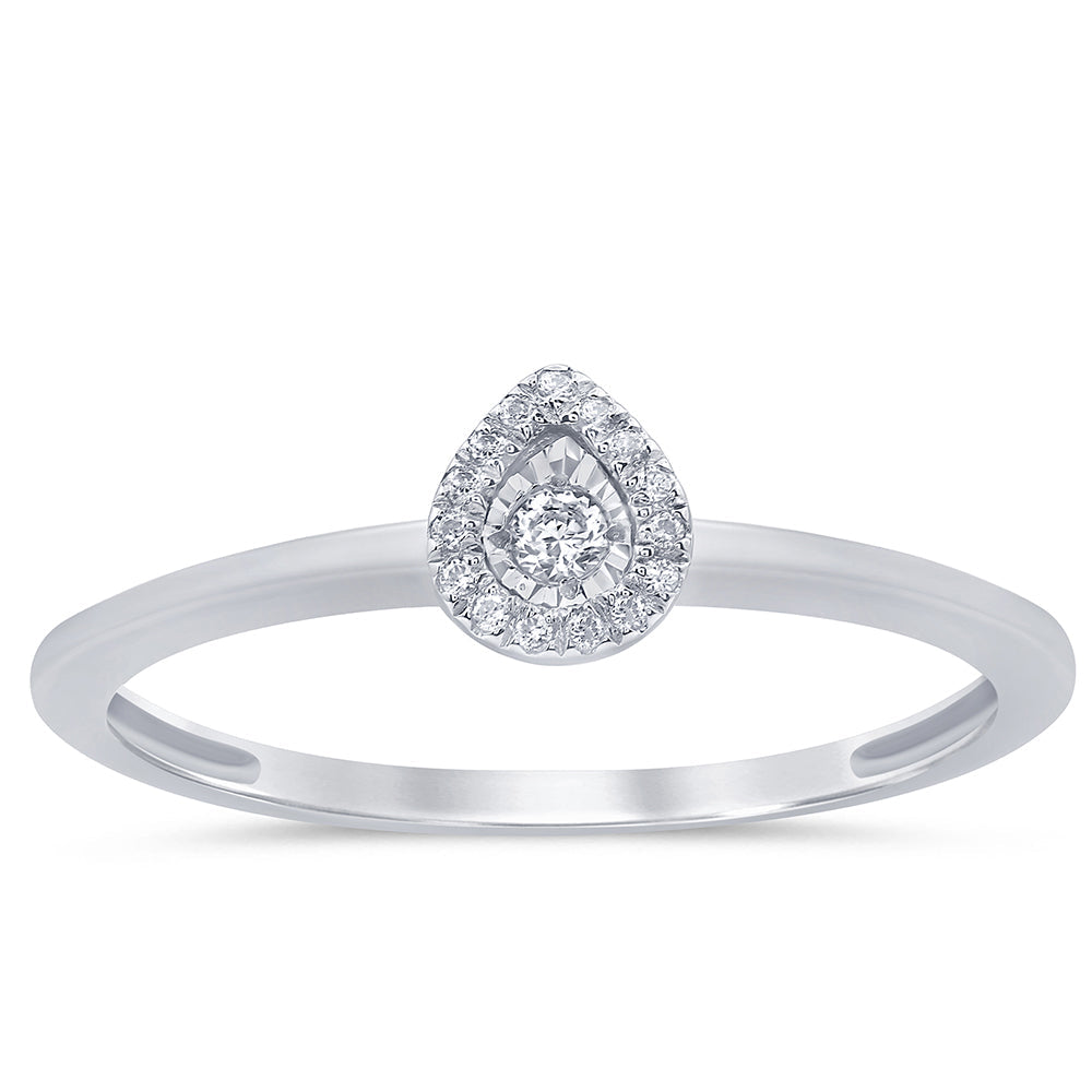 Muse Jewelry .07ct G SI 14K White Gold Diamond Petite Pear Shape Ring Size 6.5