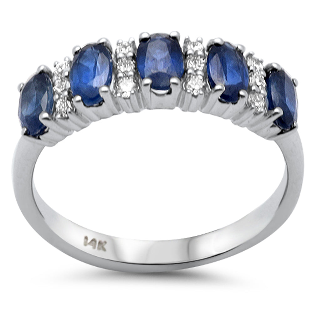 Muse Jewelry 1.73ct G SI 14K White Gold Diamond & Blue Sapphire Gemstones Ring Size 6.5