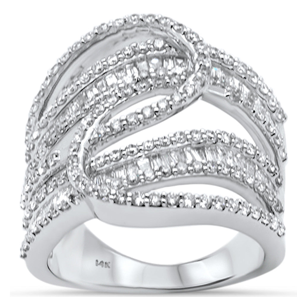 Muse Jewelry 1.48ct G SI 14K White Gold Diamond Round & Baguette Band Ring Size 6.5