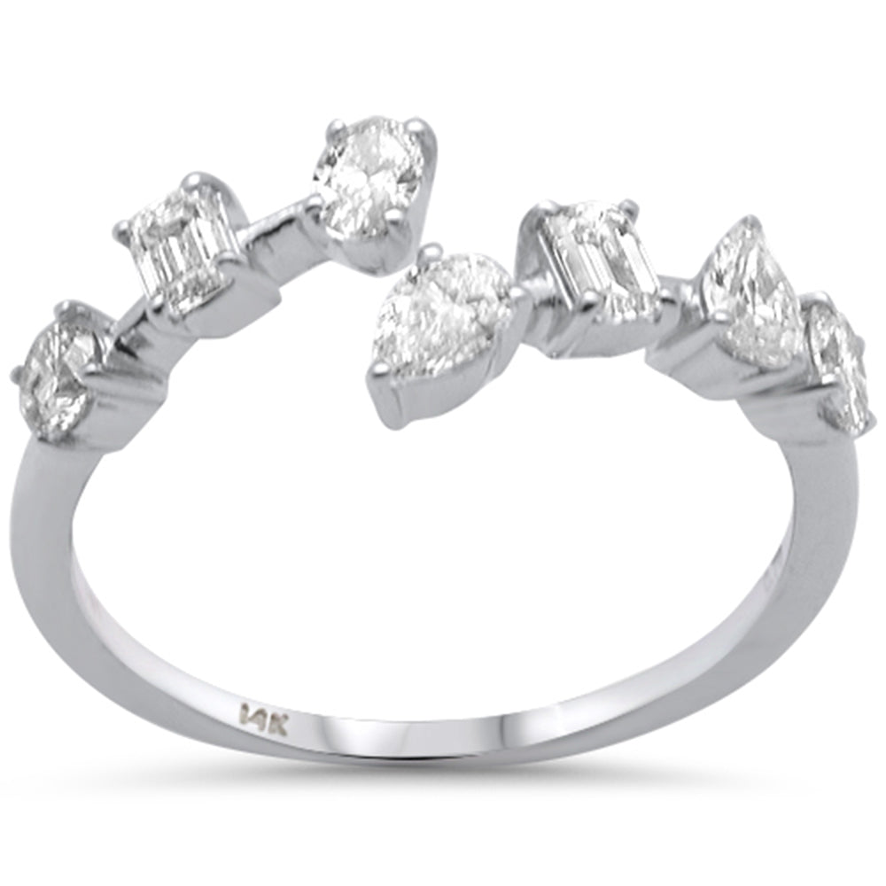Muse Jewelry .76ct G SI 14K White Gold Multi Shape Diamond Open Band Ring Size 6.5