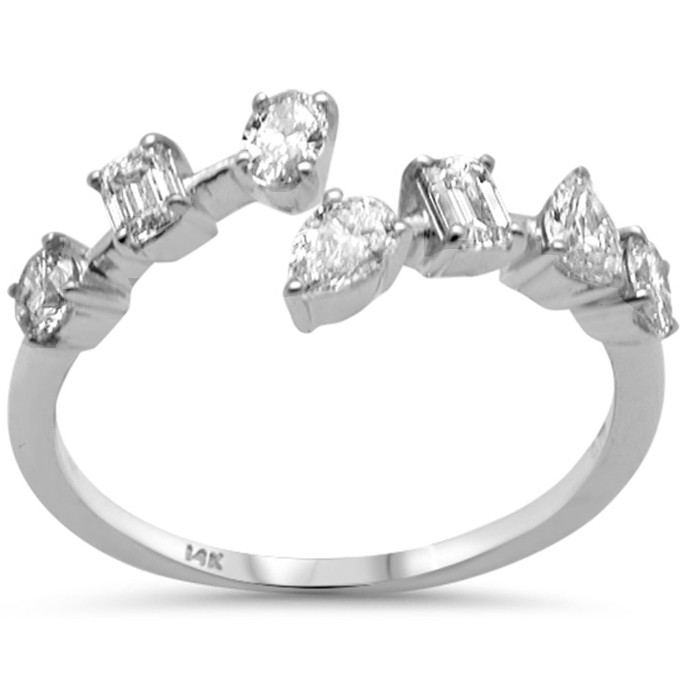 Muse Jewelry .76ct G SI 14K White Gold Multi Shape Diamond Open Band Ring Size 6.5