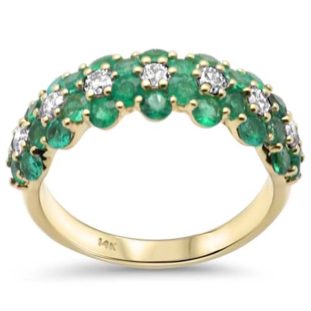 Muse Jewelry 1.88ct G SI 14K Yellow Gold Diamond & Emerald Gemstones Band Ring Size 6.5