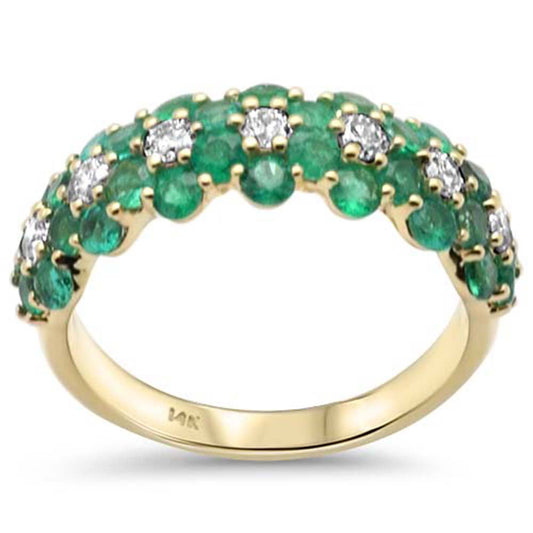 Muse Jewelry 1.88ct G SI 14K Yellow Gold Diamond & Emerald Gemstones Band Ring Size 6.5
