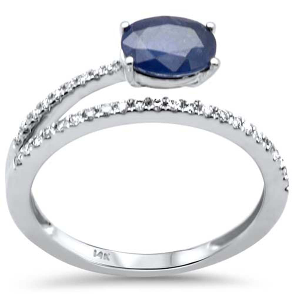 Muse Jewelry 1.23ct G SI 14K White Gold Diamond & Blue Sapphire Gemstone Band Ring Size 6.5