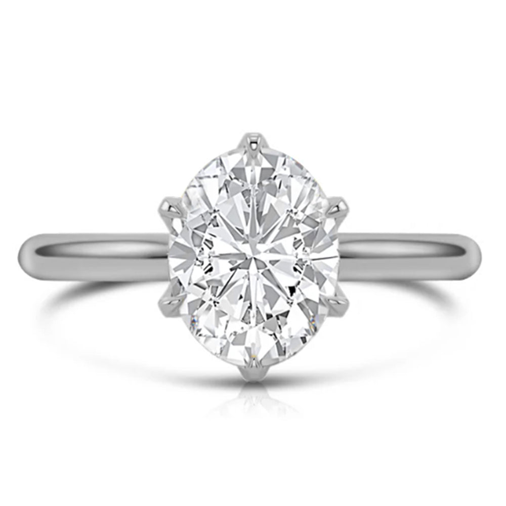 Muse Jewelry .96ct F SI 14K White Gold Oval Cut Diamond Solitaire Ladies Ring