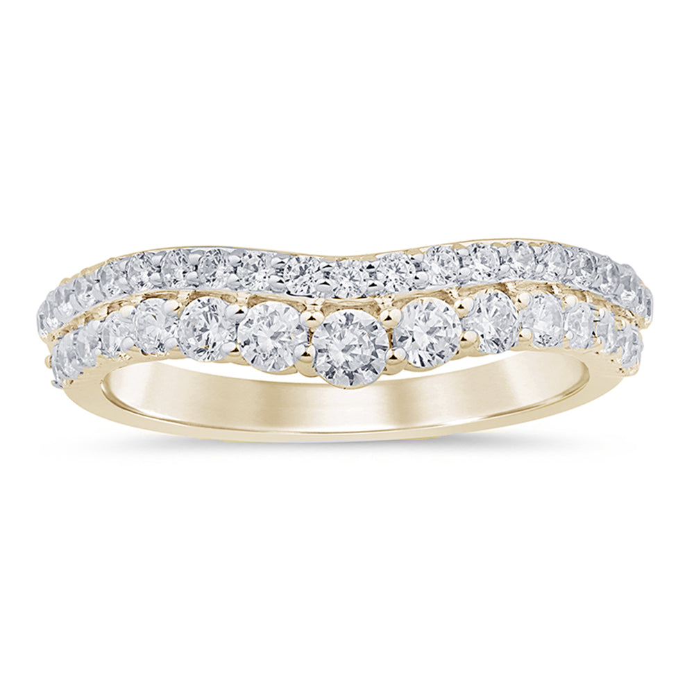 Muse Jewelry .79ct G SI 14K Yellow Gold Diamond Curve Band Ring Size 6.5