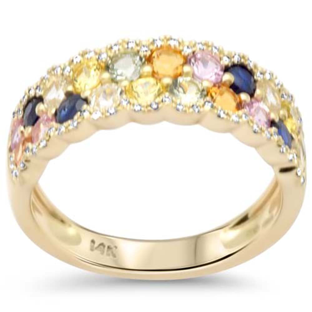 Muse Jewelry 1.97ct G SI 14K Yellow Gold Diamond Multi Color Band Ring Size 6.5