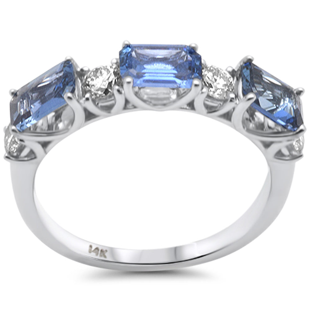 Muse Jewelry 2.11ct G SI 14K White Gold Diamond & Blue Sapphire Gemstones Ring Size 6.5