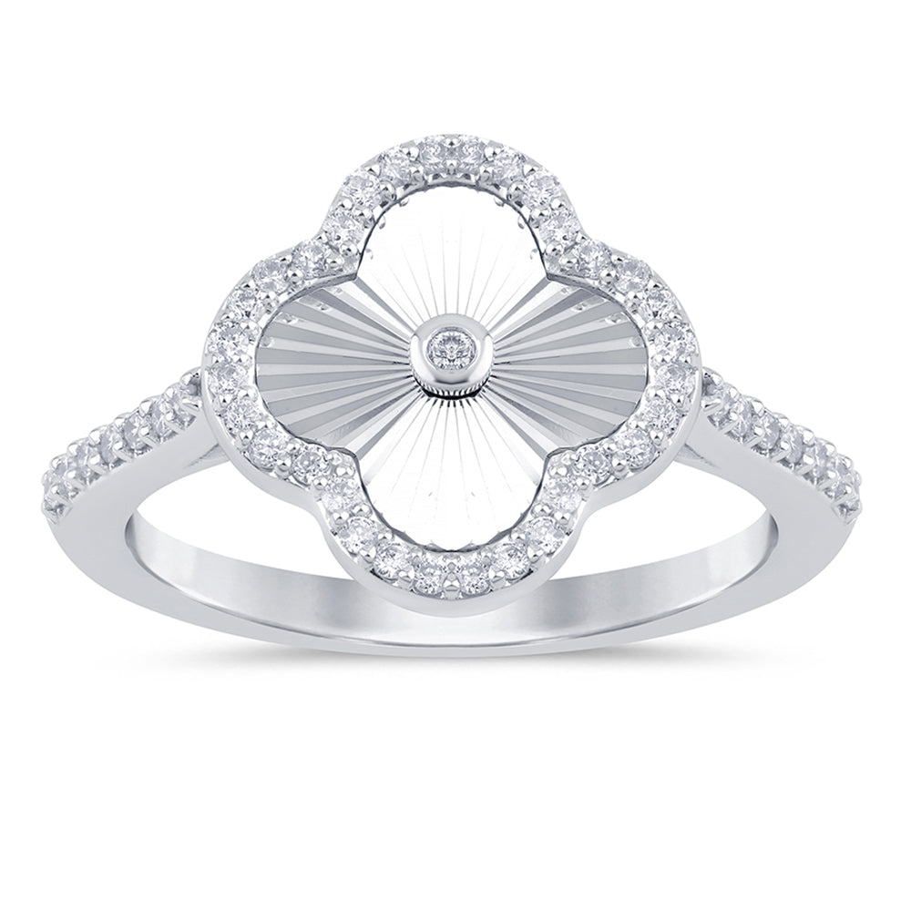 Muse Jewelry .27ct G SI 14K White Gold Diamond Clover Ring Size 6.5