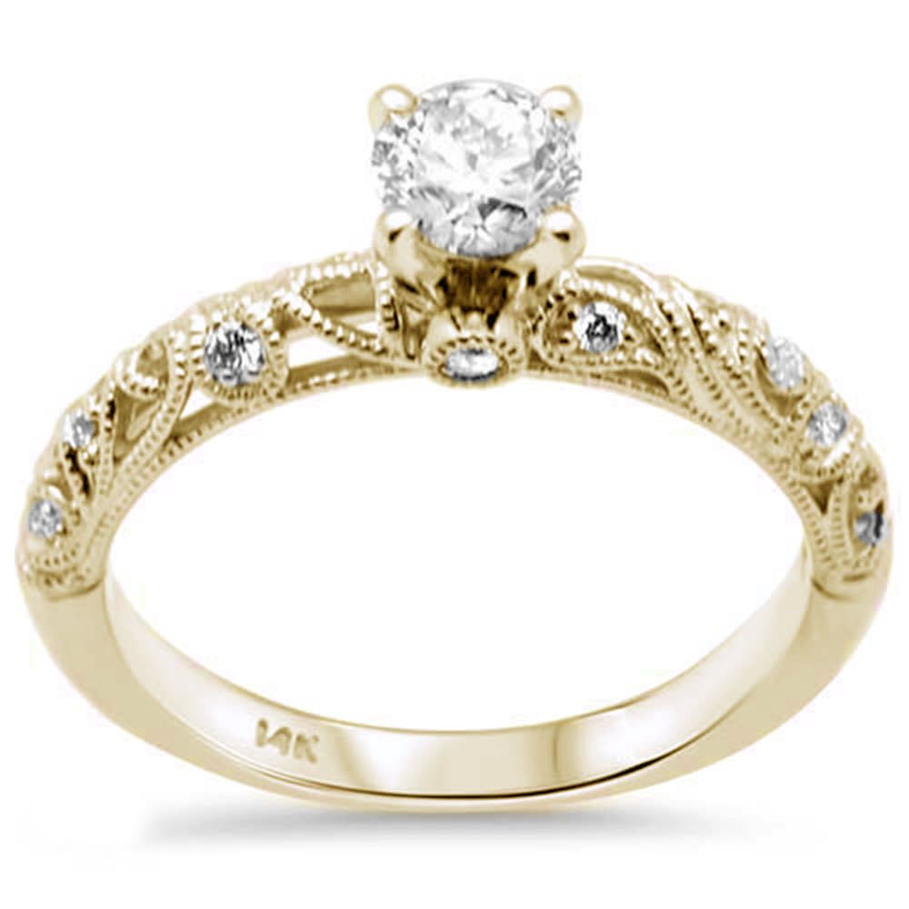 Muse Jewelry .63ct G SI 14K Yellow Gold Diamond Miligrain Engagement Ring Size 6.5