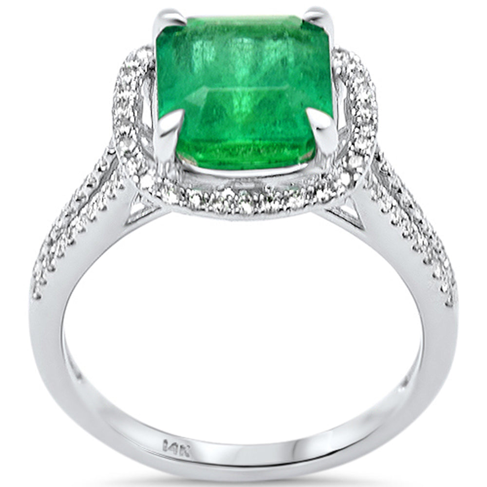 Muse Jewelry 3.41ct G SI 14K White Gold Diamond & Natural Emerald Gemstone Ring Size 6.5