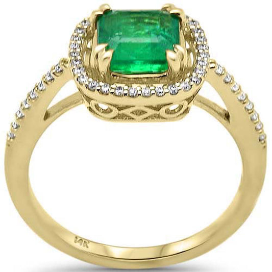 Muse Jewelry 1.57ct G SI 14K Yellow Gold Diamond & Natural Emerald Gemstone Ring Size 6.5