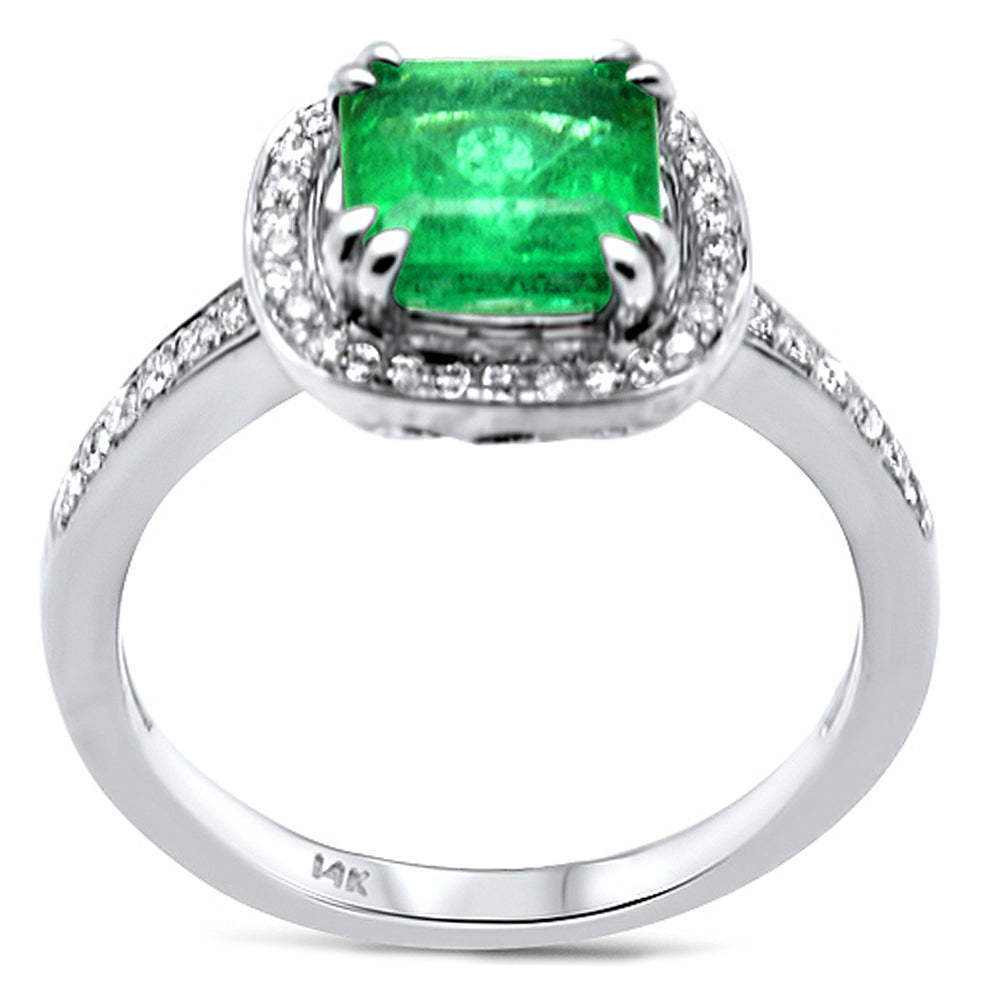 Muse Jewelry 2.02ct G SI 14K White Gold Diamond & Natural Emerald Gemstone Ring Size 6.5
