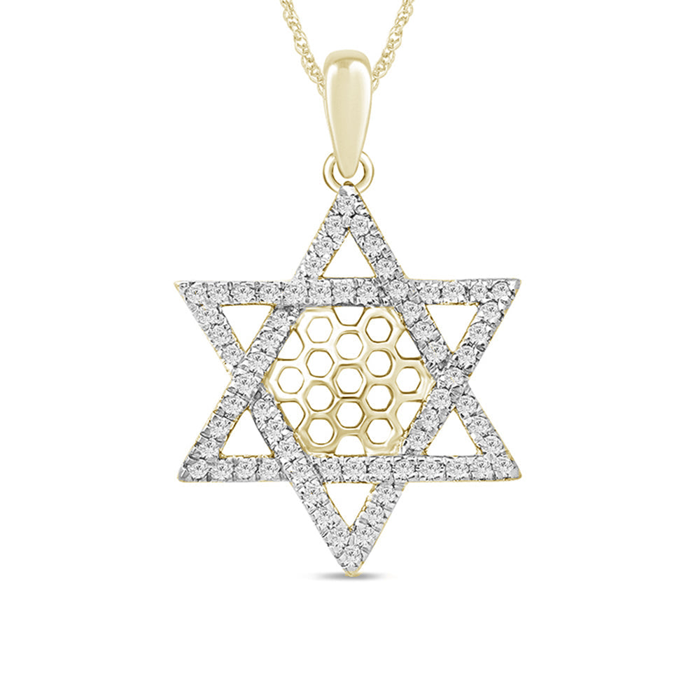 Muse Jewelry .25ct 14k Yellow Gold Diamond Jewish Star of David Pendant Necklace 18"