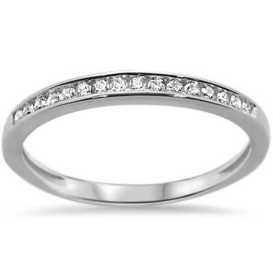 Muse Jewelry .12ct 14k White Gold Diamond Wedding Band Anniversary Ring Size 6.5