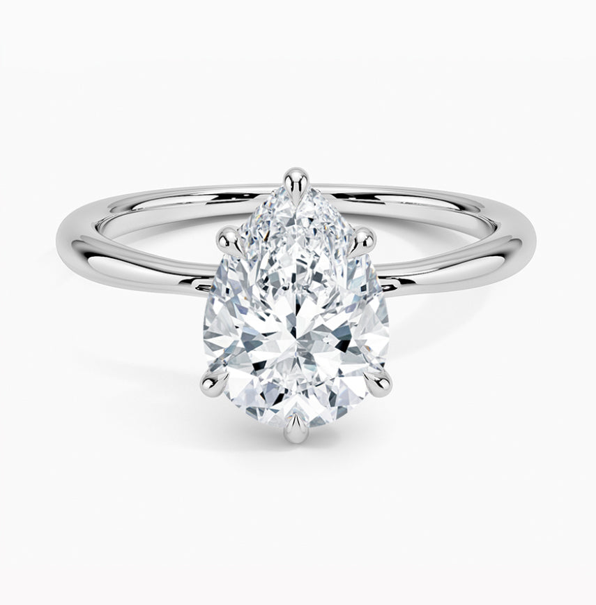 Muse Jewelry 1.02ct I SI2 14K White Gold GIA Certified Pear Shape Diamond Solitaire Ladies Ring