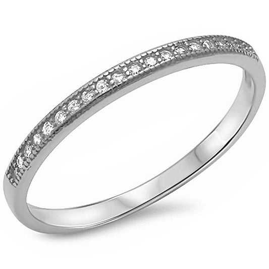 Muse Jewelry .11ct 14kt White Gold E-VS Round Diamond Wedding Anniversary Accent Band