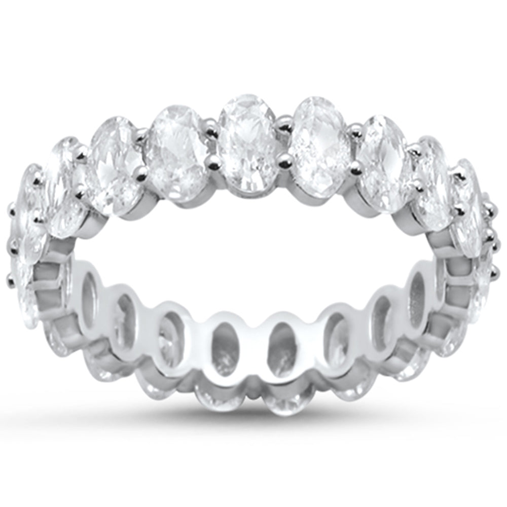 Muse Jewelry 2.96ct G SI 14K White Gold Oval Diamond Eternity Band Ring Size 6.5