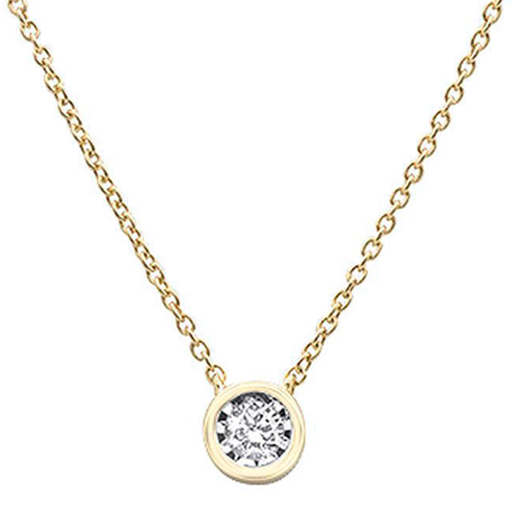 Muse Jewelry .10ct 14k Yellow Gold Diamond Solitaire Drop Bezel Pendant Necklace 18"