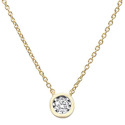 Muse Jewelry .10ct 14k Yellow Gold Diamond Solitaire Drop Bezel Pendant Necklace 18"