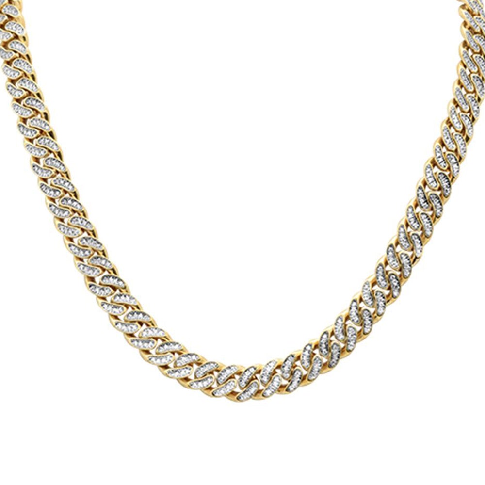 Muse Jewelry 4mm 1.83ct G SI 14k Yellow Gold Round Diamond Cuban Necklace 18"