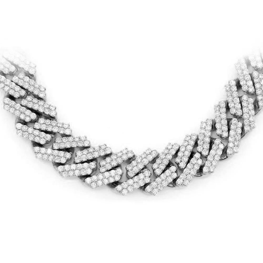 Muse Jewelry 9MM 8.59ct G SI 14K White Gold Diamond Square Cuban Necklace 22"