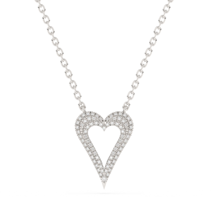 Muse Jewelry .15ct G SI 14K White Gold Diamond Heart Pendant Necklace 18"Long