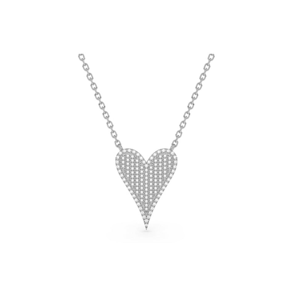 Muse Jewelry .20ct G SI 14K White Gold Diamond Heart Pendant Necklace 18"Long