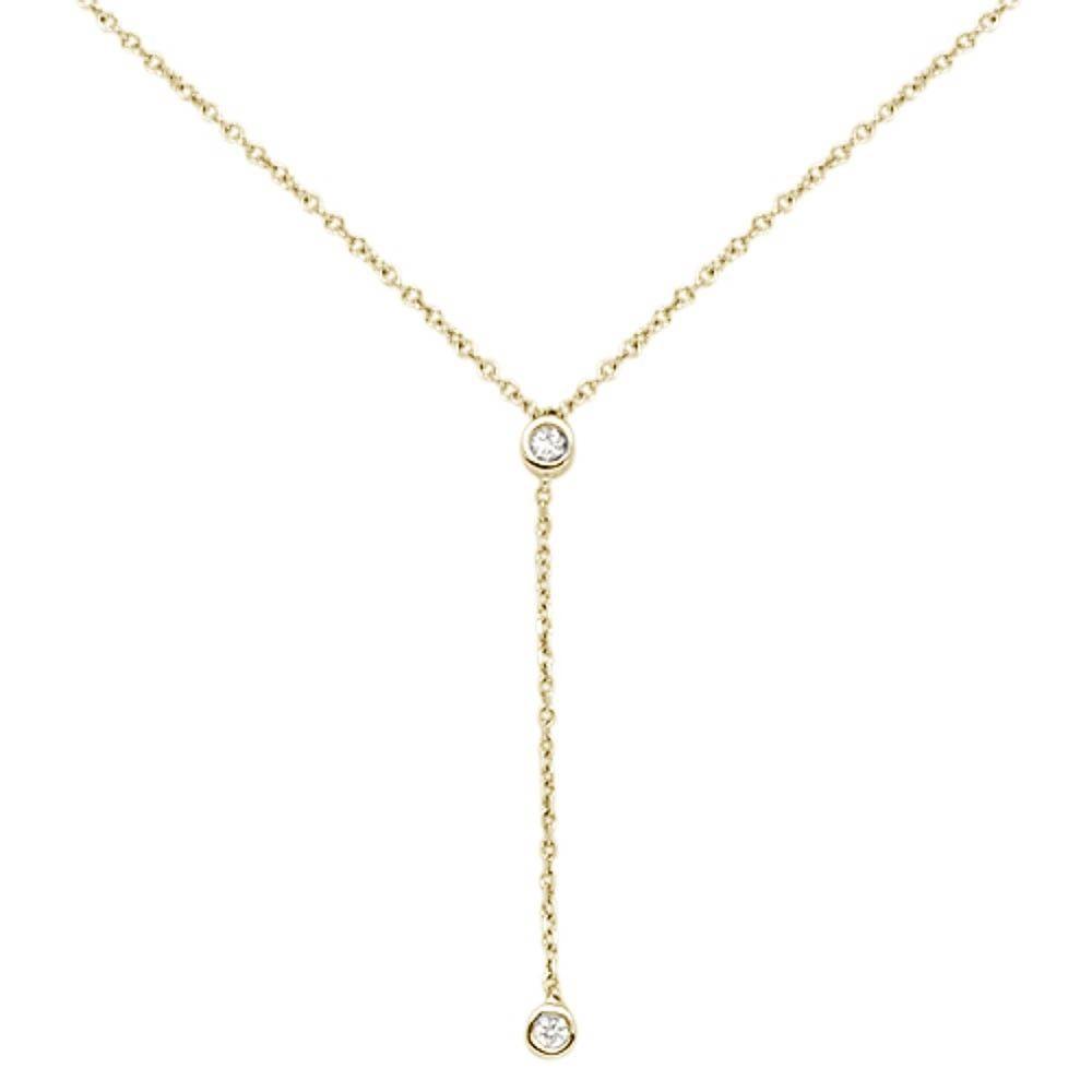 Muse Jewelry .06cts 14kt Yellow Gold Round Diamond Drop Lariat Pendant Necklace 18" Long