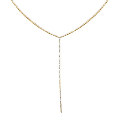 Muse Jewelry 5.24ct G SI 14K Yellow Gold Round Diamond Lariat Tennis Necklace 14 + 4" Ext