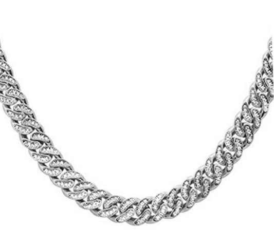 Muse Jewelry 6mm 1.70ct G SI 14k White Gold Diamond Round Cuban Necklace 18"