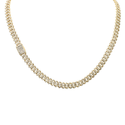 Muse Jewelry 9MM 8.91ct G SI 14K Yellow Gold Diamond Square Cuban Necklace 22"