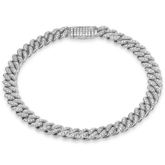 Muse Jewelry 7mm 1.97ct G SI 14K White Gold Diamond Round Cuban Bracelet 8"