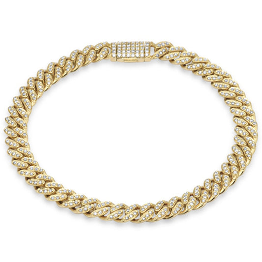 Muse Jewelry 7MM 1.97ct G SI 14K Yellow Gold Diamond Round Cuban Bracelet 8"