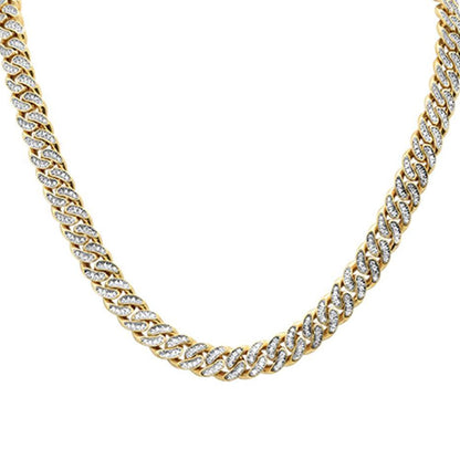 Muse Jewelry 7mm 5.99ct G SI 14K Yellow Gold Diamond Iced out Micro Pave Round Miami Cuban Necklace 22"