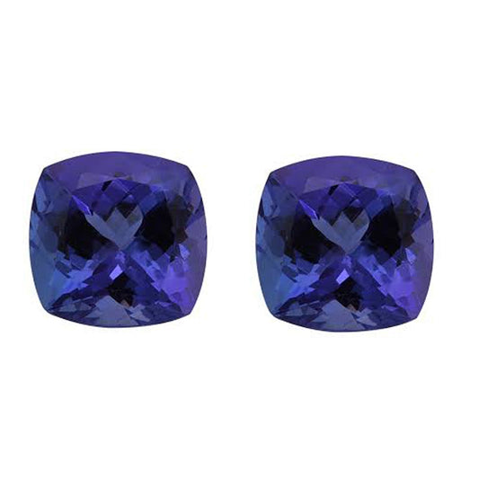 Muse Jewelry 5.15CT 8mm Natural Cushion Cut Tanzanite Loose Gemstones Pair