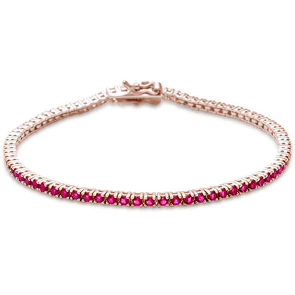 Muse Jewelry 1.70ct G SI 14K Rose Gold Natural Ruby Tennis Bracelet 7"