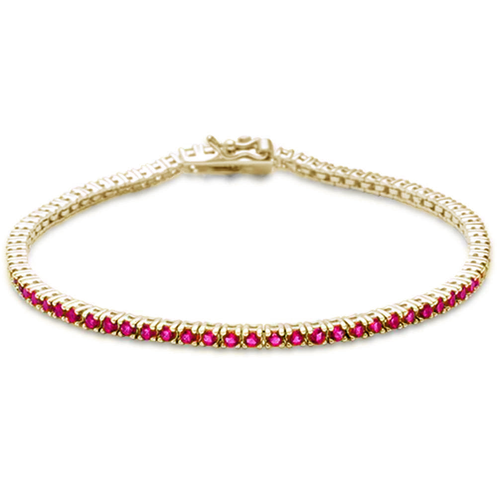 Muse Jewelry 1.77ct G SI 14K Yellow Gold Natural Ruby Tennis Bracelet 7"