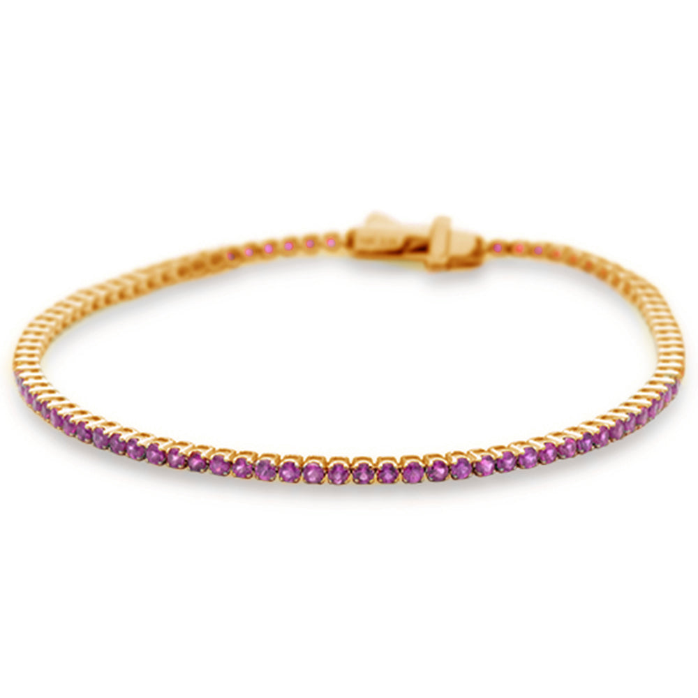 Muse Jewelry 2.59ct G SI 14K Rose Gold Natural Pink Sapphire Tennis Bracelet 7"