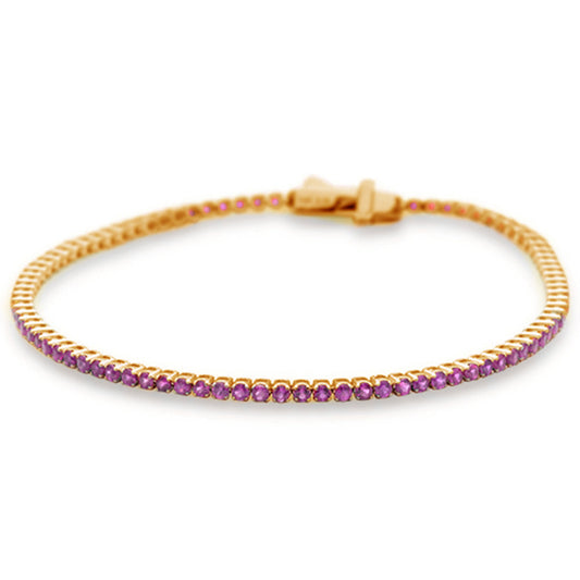 Muse Jewelry 2.59ct G SI 14K Rose Gold Natural Pink Sapphire Tennis Bracelet 7"