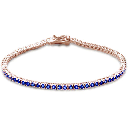 Muse Jewelry 2.57ct G SI 14K Rose Gold Natural Blue Sapphire Tennis Bracelet 7"