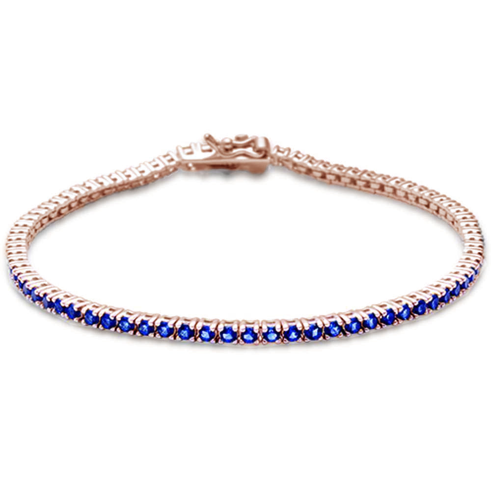 Muse Jewelry 1.65cts G SI 14K Rose Gold Natural Blue Sapphire Tennis Bracelet 7"