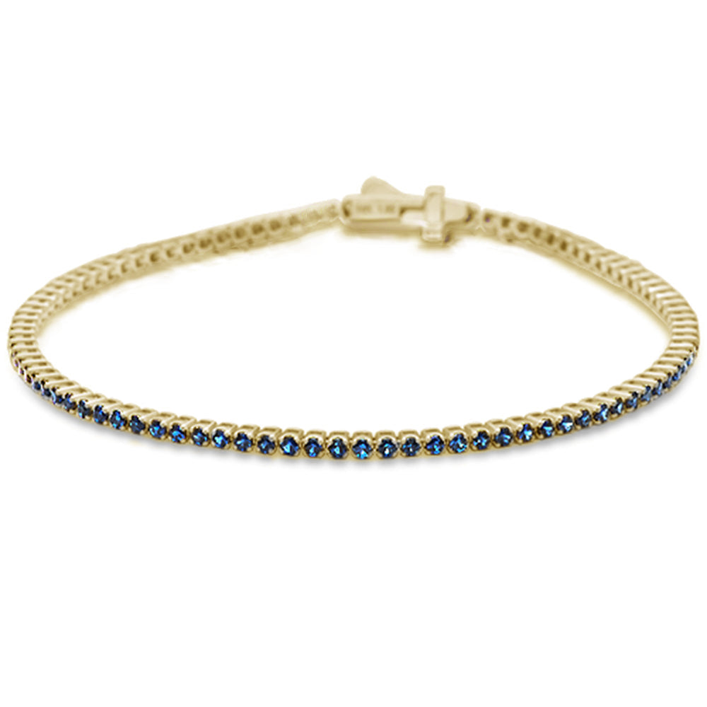 Muse Jewelry 1.67cts G SI 14K Yellow Gold Natural Blue Sapphire Tennis Bracelet 7"