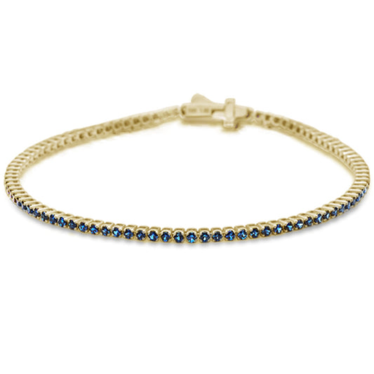 Muse Jewelry 1.67cts G SI 14K Yellow Gold Natural Blue Sapphire Tennis Bracelet 7"