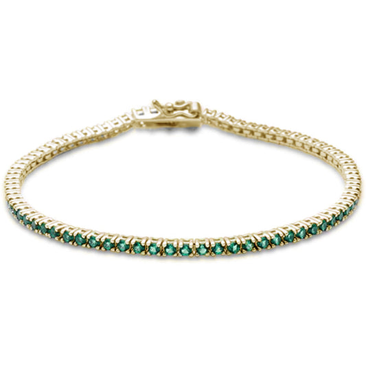 Muse Jewelry 1.21ct 14K Yellow Gold Natural Emerald Tennis Bracelet 7"