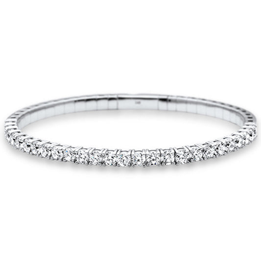 Muse Jewelry 3.39ct 14K White Gold Round Diamond Flexible Bangle Bracelet
