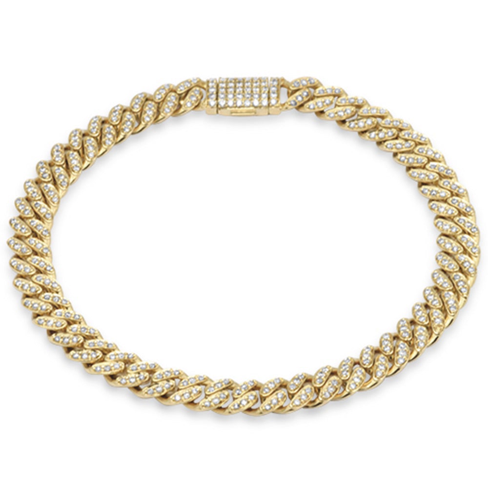 Muse Jewelry 7MM 1.26ct G SI 14K Yellow Gold Diamond Round Cuban Bracelet 7"