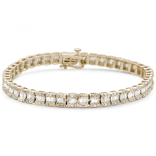 Muse Jewelry 1.94ct G SI 14K Yellow Gold Round & Baguette Diamond Bracelet 7" Long