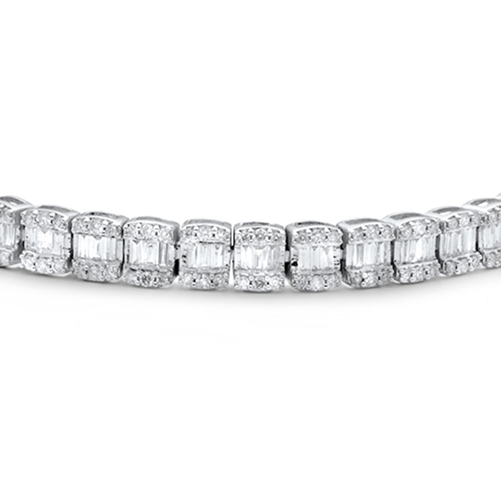 Muse Jewelry 2.72ct G SI 14K White Gold Round & Baguette Diamond Bracelet 8"