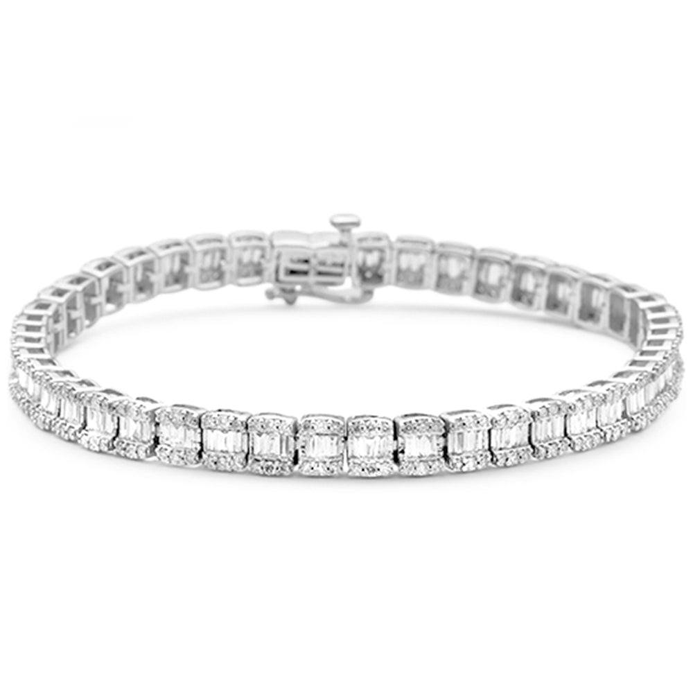 Muse Jewelry 2.72ct G SI 14K White Gold Round & Baguette Diamond Bracelet 8"